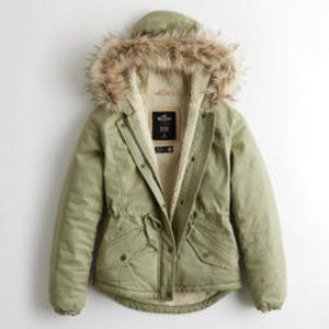 Brand New Sherpa-Lined Anorak Jacket - Olive
